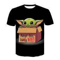 เสื้อยืดดิสนีย์ Yoda เด็กฤดูร้อนการ์ตูนท็อปส์ซูเสื้อยืดแฟชั่นเด็กผู้หญิงพิมพ์ 3D น่ารักเสื้อยืด Bottoming Baby Yoda เสื้อยืด