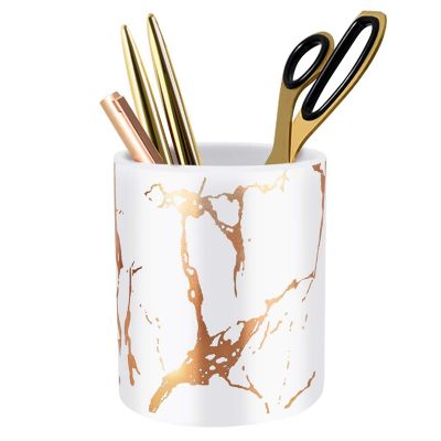 Pen Holder, Stand for Desk Marble Pattern Pencil Cup for Girls Kids Durable Ceramic Desk Organizer Makeup Brush Holder perfect Gift for Office, Classroom, Home