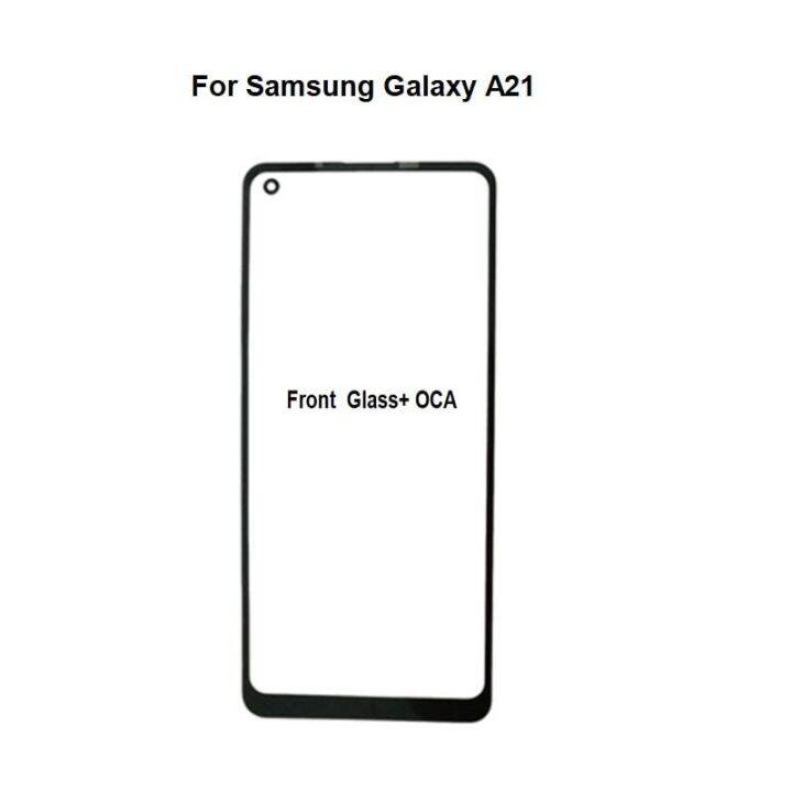 10ชิ้น2ใน1สำหรับ-samsung-galaxy-a21เลนส์ด้านนอกข้างหน้าหน้าจอสัมผัสหน้าจอโทรศัพท์จอแสดงผล-lcd-พร้อม-sm-a215u-กาวโอก้า2020