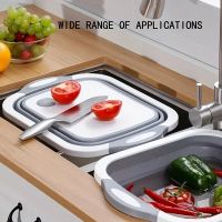 【YD】 1pc Multi-functional Sink Cutting Board Plastic Board Rolling Pattern Fruit With Folding Drain Storage