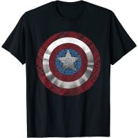 ผ้าฝ้ายแท้เสื้อยืดแขนสั้น พิมพ์ลายกราฟฟิค Marvel Capn America Avenger Ornate Shield แฟชั่นสําหรับผู้ชาย และผู้หญิงS-4XL  G0C8