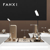 FANXI ขาตั้งโชว์เครื่องประดับหรูหราเบาๆสร้อยคอนาฬิกาต่างหูชั้นวางเคาน์เตอร์โชว์เครื่องประดับอุปกรณ์ประกอบฉาก