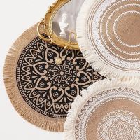 1Pcs Nordic Style Embroidery Furniture Decoration Coffee Cup Mats Table Placemat Heat Insulation Round Shape kitchen Supplies