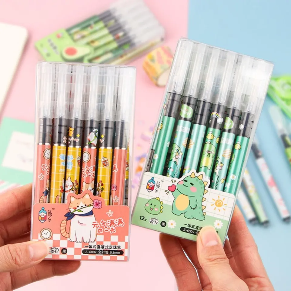  12pcs Cute Kawaii Cartoon Dinosaur Gel Ink Pens Set