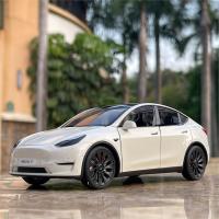 1:24 Tesla Model Y Model 3 Charging Pile Alloy Die Cast Toy Car Model Sound and Light Auto Internal Decoration Car Ornaments Toy Die-Cast Vehicles