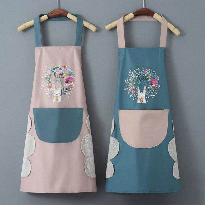 household-kitchen-cooking-apron-hand-wiping-oil-proof-waterproof-men-women-adult-waist-fashion-coffee-overalls-wipe-hand-apron-aprons