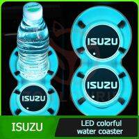 แผ่นไฟ Led หลากสีถ้วยน้ำเสื่อกรูฟ Selimut Mobil ถาดรองแก้วน้ำรถยนต์สำหรับอีซูซุ D-MAX Mu-X Null