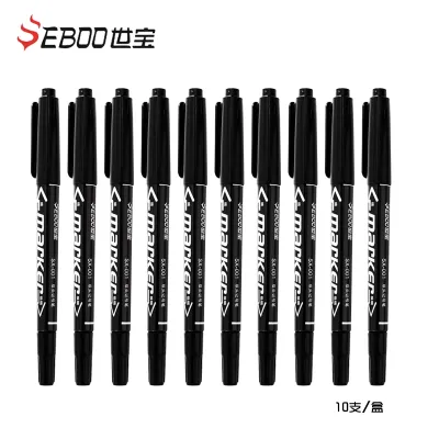 10Pcs Twin Tip Permanent Art Markers Pens Fine Point Waterproof Oily Black/Red/Blue Ink Sketchbook Painting School Supplies