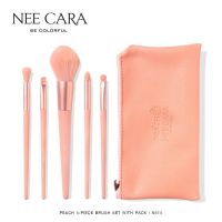 ? NEE CARA Peach 5-Piece Brush Set N615 นีคาร่า ชุดแปรงแต่งหน้า เซ็ตแปรงแต่งหน้า ลูกพีช 5 ชิ้น พร้อมกระเป๋า [ยังไม่หมดอายุ ใช้ได้อีกนานล็อตใหม่]