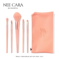 ? NEE CARA Peach 5-Piece Brush Set N615 นีคาร่า ชุดแปรงแต่งหน้า เซ็ตแปรงแต่งหน้า ลูกพีช 5 ชิ้น พร้อมกระเป๋า [ ลดราคาพิเศษ30% ]