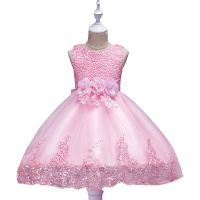 Lace Sequins Formal Evening Wedding Gown Tutu Princess Dress Flower Girls Children Clothing Kids Party Dress for Girl Clothes