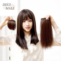 DDUI หน้าม ้าปลอม วิกผม ผู้หญิง เป็นธรรมชาติ ตรง ไฟเบอร์อุณหภูมิสูง กับ Toupee หนา กิ๊บติดผม วิกผมตรง แผ่นวิกผม การต่อผม