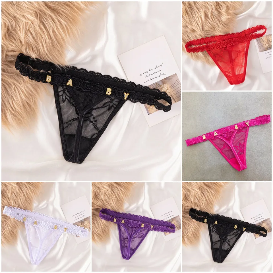 Benferry Lace Panties Rhinestone Letter Panties Sexy Lace Panties