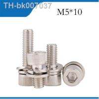 ✁☞◇  20pcs M5 10mm M5x10mm 304 Stainless Steel Hex Bolt Hexagon Socket Lock Washer Sems Assembly Screw combination m5 boltsm5 nails