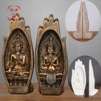 Hot 2ชิ้นเซ็ตเรซิ่นพระพุทธรูปรูปปั้น Monk Figurine Tathagata อินเดียโยคะ Mandala มือประติมากรรมอุปกรณ์ตกแต่งบ้าน Ornaments