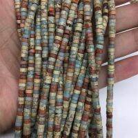 Natural Sea Sediment Turquoise Imperial Jasper Snakeskin Cylinder Flat Heishi Spacer Bead For Making Jewelry DIY Accessories