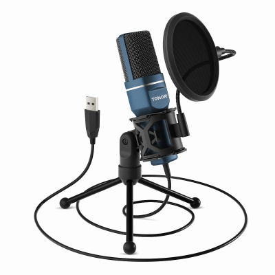 USB Microphone, TONOR Computer Condenser PC Gaming Mic with Tripod Stand &amp; Pop Filter for Streaming, Podcasting, Vocal Recording, Compatible with iMac Laptop Desktop Windows Computer, TC-777