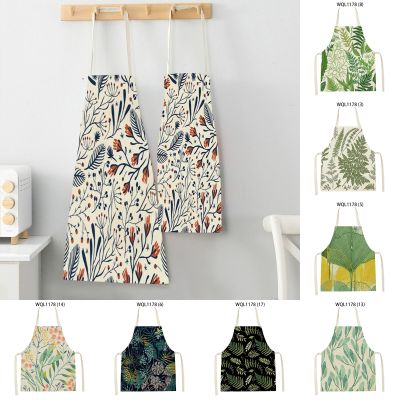 1Pcs Tropical Jungle Printed Kitchen Apron Plant Green Leaves Kids Men Women Chef Cooking Aprons Waist Bib Cleaning Pinafores Aprons