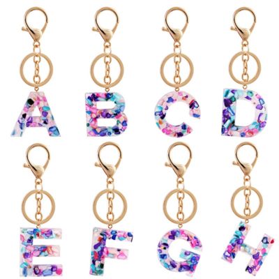 Trendy 26 Letter Pendant Key Chain Women Men Acrylic Keychain A To Z Keyring Holder Luxury Key Ring Charm Bag Accessories Gift