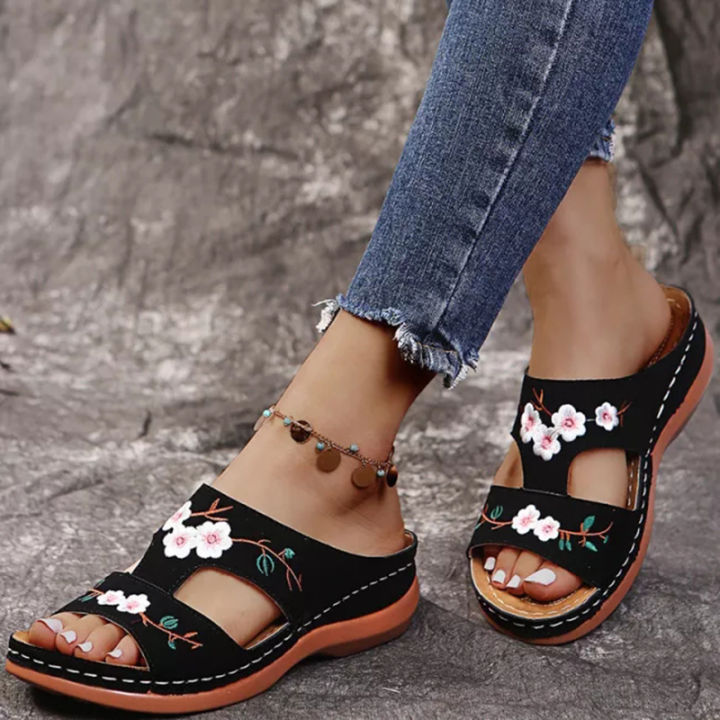 casual-beach-female-sandalias-leather-flower-embroidered-vintage-casual-soft-footbed-orthopedic-arch-support-sandals