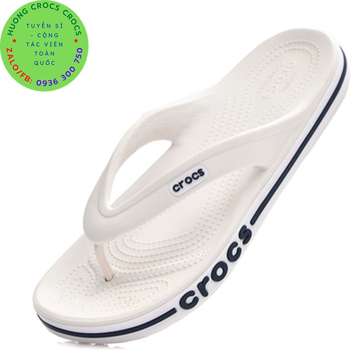 DÉP XỎ NGÓN NHỰA ĐI MƯA CROCS BAYA CHO CẢ NAM VÀ NỮ MÀU TRẮNG 