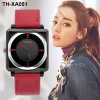 [Enya Boutique] French niche elegant temperament quartz womens watch retro red belt square