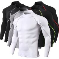 Mens Sport Shirt Long Sleeve Running T-shirts Quick Dry Bodybuilding Compression Top Gym Clothing Cycling Training Suit 2023