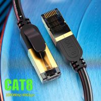 [HOT HAIXWLXKWW 589] สายอีเธอร์เน็ต Cat8แอมป์กลางแจ้งในร่ม Heavy Duty 26AWG ความเร็วสูง Cat8 LAN สายเคเบิลเครือข่าย40Gbps 2000Mhz พร้อม RJ45ชุบทอง