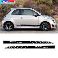 2 pcs lot Car Styling Racing Sport Stripes For Fiat 500 Auto Door Side Skirt Sticker Car Body Decor Vinyl Decals Accessories