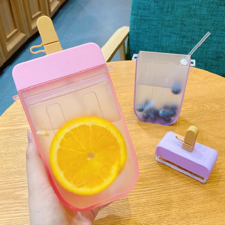 high-end-cups-ถ้วยฟางน่ารักพร้อมเชือกขวดน้ำไอติมพลาสติกใหม่กลางแจ้งถ้วยน้ำผลไม้ใสเหมาะสำหรับเด็กผู้ใหญ่