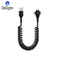 3 In 1 Retractable Usb Cable 6a 66W Fast Charging T-Type Spring Data Cable Compatible For Ios Android Type-C