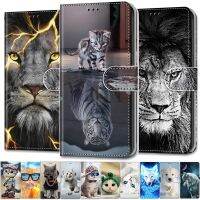 ✤▽ Cool Animals Case For OPPO A16s Flip Leather Case na For OPPOA16 A16 S A 16 A16case Wallet Cover Lion Bear Wolf Cats Dogs Capa