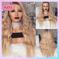 NQSW Gradient Women Wavy Curly Blonde Hair Wigs Party Cosplay Costume Ombre Hairstyle Mixed Color