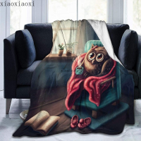 Cute Owl Drinking Coffee Soft Throw Blanket All Season Microplush Warm Blankets Lightweight Flannel Blanket for Bed Sofa