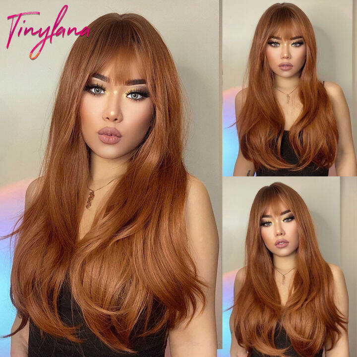 long-straight-synthetic-white-blonde-brown-hair-wig-with-bangs-for-black-women-cosplay-party-daily-ombre-highlight-natural-hair