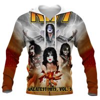 HX ยอดนิยม Hoodie ผู้ชาย 3D Graphic Kiss Rock Metal Band Hoodie Sweatshirt Harajuku แฟชั่นผู้ชายเสื้อผ้า AirDrop