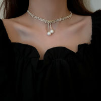 Fashion New Zirconia Chain Necklace With Pearl Bowknot Pendant Choker For Women Sweet Jewelry Accessories Gift