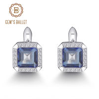 Gems Ballet 3.77Ct Natural Iolite Blue Mystic Quartz Gemstone Clip Earrings 925 Sterling Silver Fine Jewelry For Women