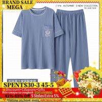 （A NEW） L 5XL SummerMenKnited Cotton Pajamas Set Long Pants SleepwearNightwear Pijamas Plus Size Homewear PJ