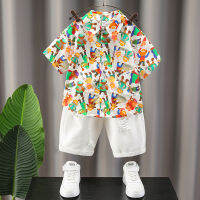 Boys Shirt Suit 2023 New Children Short-Sleeved Summer Clothes Cardigan Clothes Thin Baby Pu Shuai Summer Boy