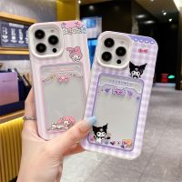 {Haojia เคสโทรศัพท์} เคสภาพยนตร์การ์ตูนน่ารักเมโลดี้ Kuromi สำหรับ IPhone 11 12 13 14 Pro Max X XR XS 7 8 Plus ที่จับซองใส่บัตรกระเป๋าสตางค์ Tpu แบบนิ่ม