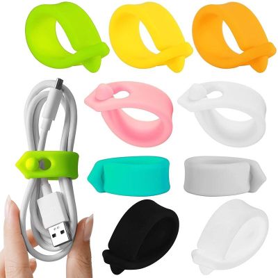 4PCS Universal Silicone Winder Wire and Cable Organizer Bracket for Mobile Phone Headset MP4 Candy Color Winding Tie Buckle