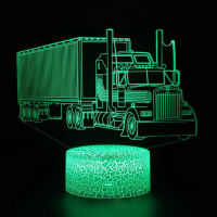 3D Night Light Cool Truck Lorry Tractor Vehicle Engine Head LED Atmosphere Night Lamp for Kids Decorative Lamp Children Gifts