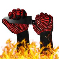 A Pair BBQ Heat Resistant Gloves 1472℉ for Men and Women Non-Slip Silicon Grilling Cooking and Baking Mitts for Oven Fireplace Potholders  Mitts   Coz