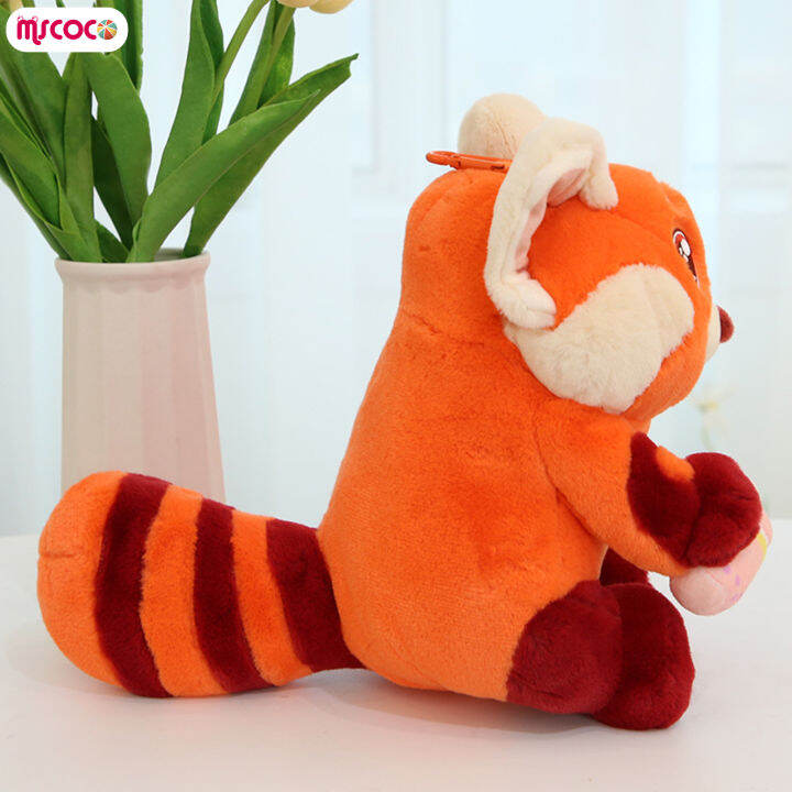 mscoco-พวงกุญแจตุ๊กตาแพนด้าสีแดงจำลองน่ารัก-boneka-mainan-พกพาได้น้ำหนักเบาสำหรับจี้ตุ๊กตากุญแจรถ