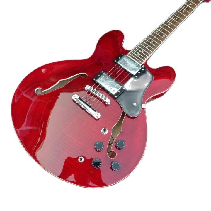 Gibson ES335 Red Burst Flame Maple Semi Hollow Body Electric Guitar ...