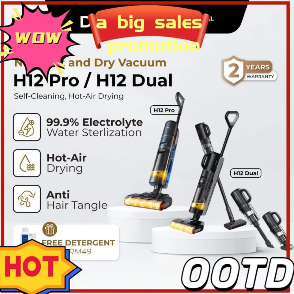 Dreame H12 Dual Wet and Dry Cordless Vacuum Cleaner, Hot-Air Drying