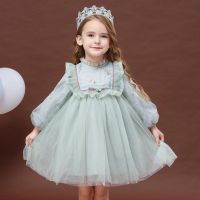 Kids Dresses for Girls New Spring Baby Girl Lace Princess Tutu Dress Family Outfits Embroidery Children Long Sleeve Dress 2021
