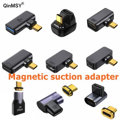 Adaptor USB Tipe C Magnetik Logam Ke USB 3.1/Kompatibel dengan HDMI/DP/VGA/MDP/RJ45 4K/8K 60Hz Konverter Video untuk Telepon Laptop Macbook