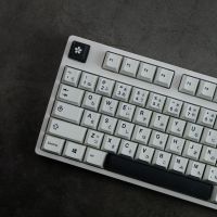 ✘▲ 129 Keys Black White Minimalist Japanese Keycap Cherry Profile PBT Sublimation For MX switch Fits 61 64 68 87 96 104 Keyboard